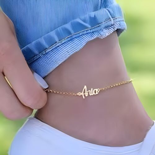 Gold Anklet Bracelet Costum Name Personalised Name Beautiful Gifts