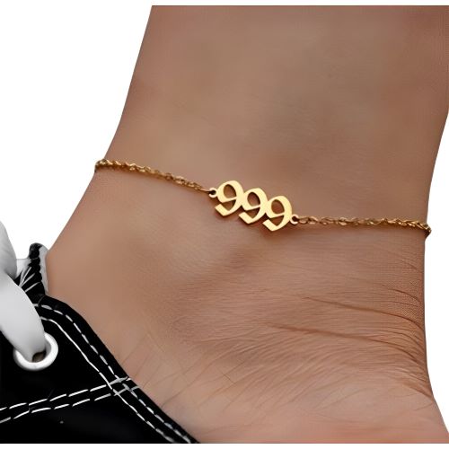 Gold Anklet Bracelet Costum Numbers Personalised Beautiful Gift