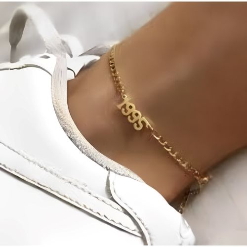 Gold Anklet Bracelet Costum Numbers Personalised Beautiful Gift