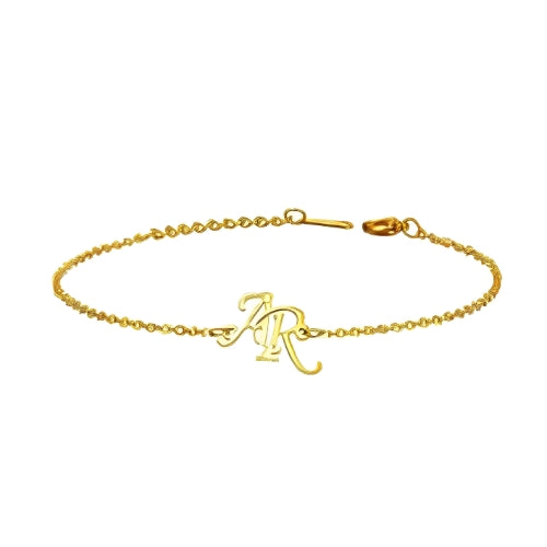 Gold Anklet Bracelet Costum Two Initials Letters Personalized