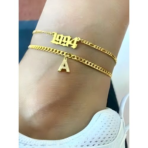 Gold Anklet Bracelet Costumized Numbers Personalised