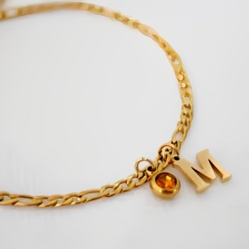 Gold Anklet Bracelet Custom Initials Personalised