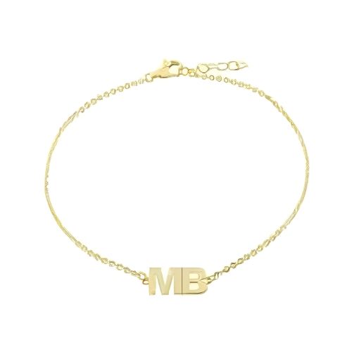 Gold Anklet Bracelet Custom Initials Personalised Letters