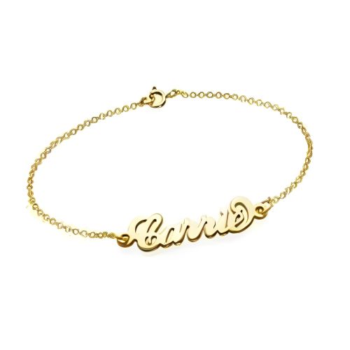 Gold Anklet Bracelet Custom Name Wiht two circles Personlaised Name