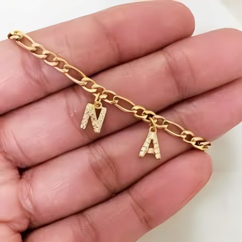 Gold Anklet Bracelet Customized Initilas Personalised