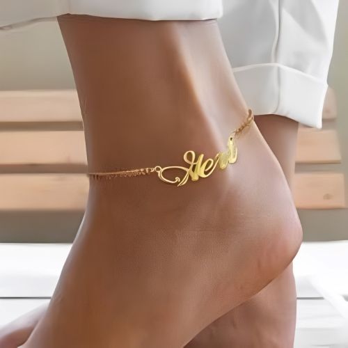 Gold Anklet Bracelet Customized Name Personalised Beautiful Gifts