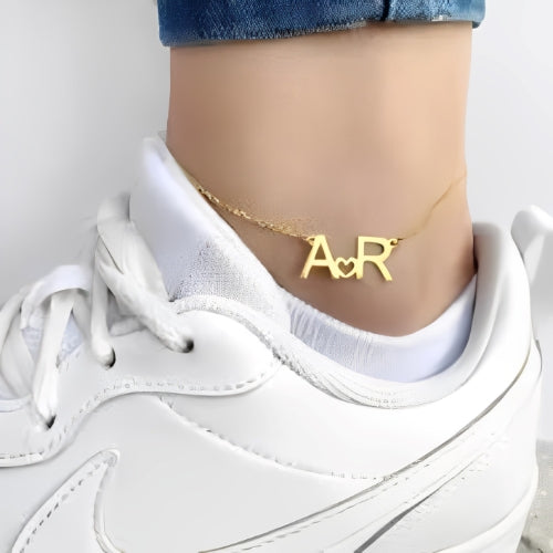 Gold Anklet Bracelet Iinitials Costum Name Personalised Name