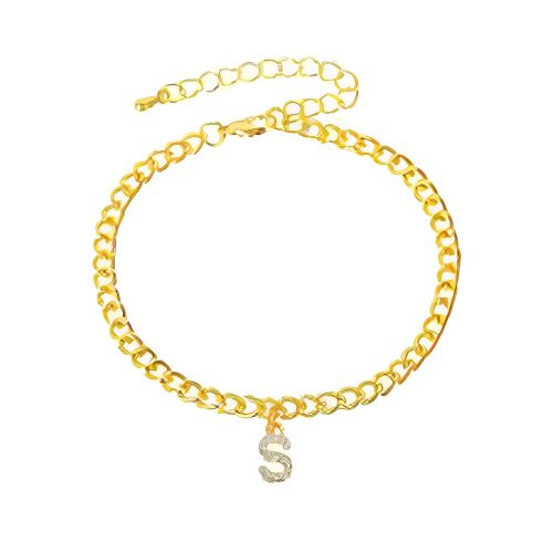 Gold Anklet Bracelet Initial Zircon Costum Letter Personalised Beautiful Gifts