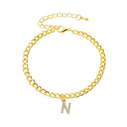 Gold Anklet Bracelet Initial Zircon Costum Letter Personalised Beautiful Gifts