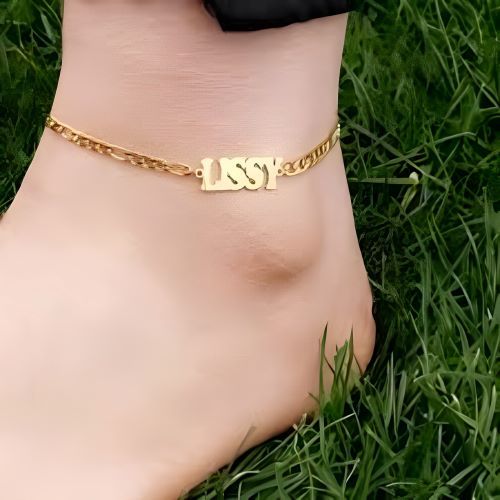 Gold Anklet Bracelet Personalized Name Custom Name Beautiful