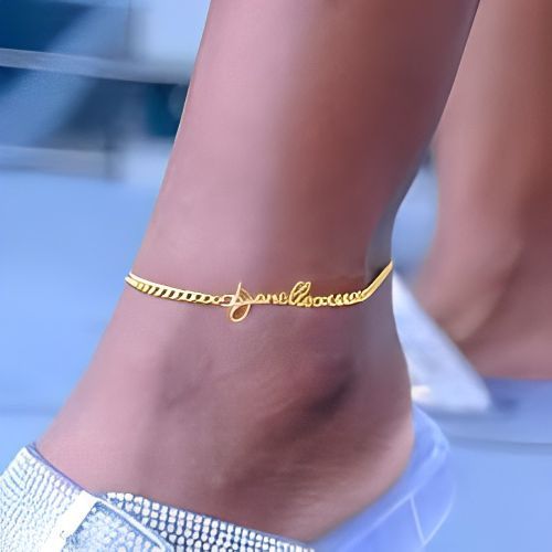 Gold Anklet Bracelet Personalized Name Custom Name