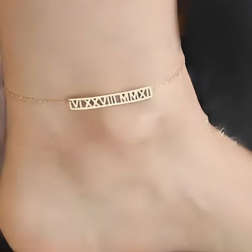 Gold Anklet Bracelet Personalized  Roman Custom Numbers Beautiful Gifts for Birthday, Wedding, Freinds, Valentines, anniversary, Christmas,Mom