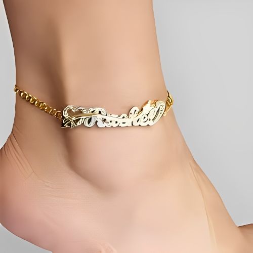 Gold Anklet Bracelet Zircon Design Custom Personalised Name