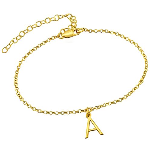 Gold Anklet Initails Costum Name Letter Personalised