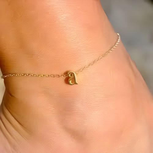 Gold Anklet Initails Costum Name Letters Personalised