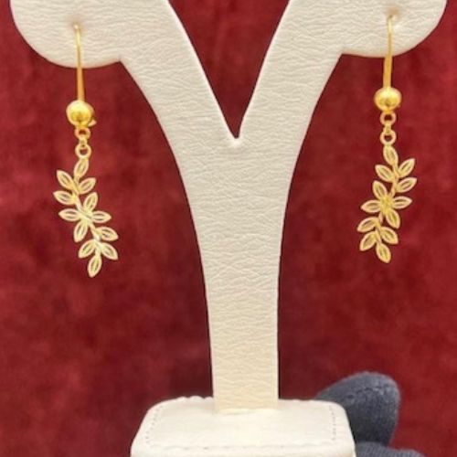 Gold Arabic Dangling Traditional Leaves design Earrings for Birthday Valentines wedding engagement special gifts.