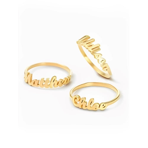 Gold Beautiful Customized Name Ring Special Font Style Ring Gold Plated