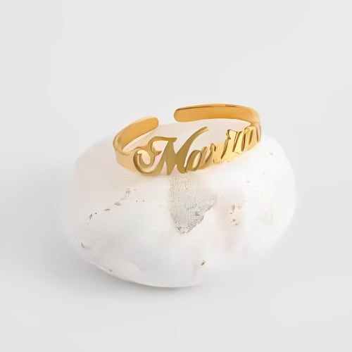 Gold Beautiful Design open end Ring Customized Name Gold Ring with special Fonts