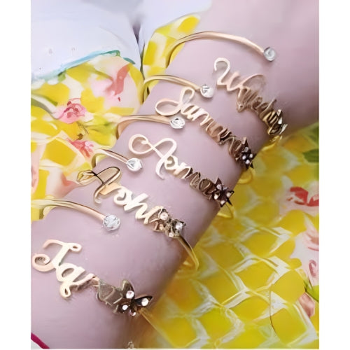 Gold Butterfly deocarted Zircon Customized Name Personalized Name Bracelet