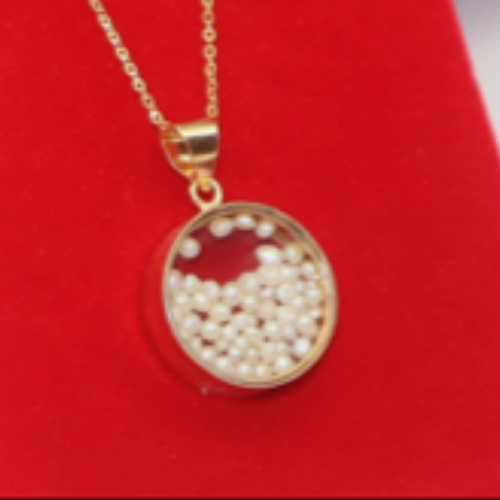 Gold Circle Pendant with pearl Special jewelry for ocassions and lif time value. (2)