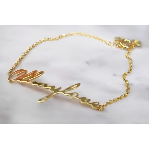 Gold Curved Anklet Bracelet Design Custom Name Personalized name