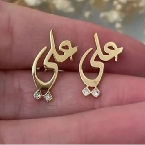 Gold Customized Name Cufflinks with Zircon Stone Peronlized Gift for ocassions.  كبك فضة بالاسم  و الخاصة للهدايا المميزة.