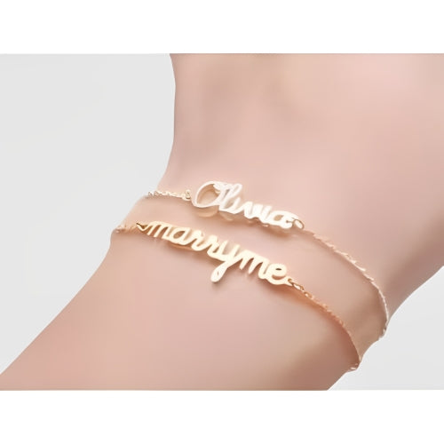 Gold Customized Name Personalized Name Bangle Bracelet