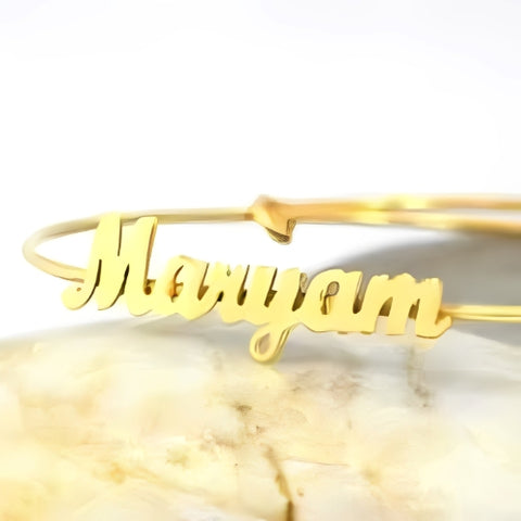 Gold Customized Personalized Name Bangle Bracelet