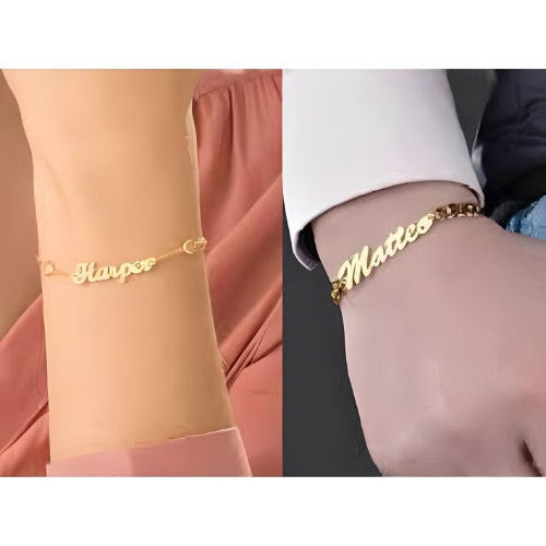 Gold Different Design Chain for Couples Custom Name Personalized Name Bracelet