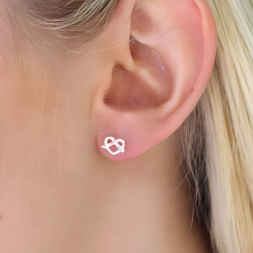 Gold Heart Design Stud Earrings Jewels. Gift for Her, Birthday, Anniversary, Frend, Valentines