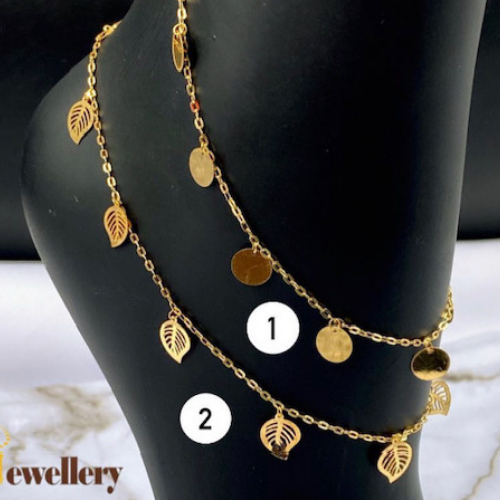 GoldLeaves or Coin Design Anklet Arabic modern Design Gold  jewelry Anklet for  Wedding, Engagement, Anniversary and Special Gifts.