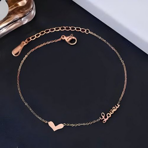 Gold Love Heart Anklet Bracelet