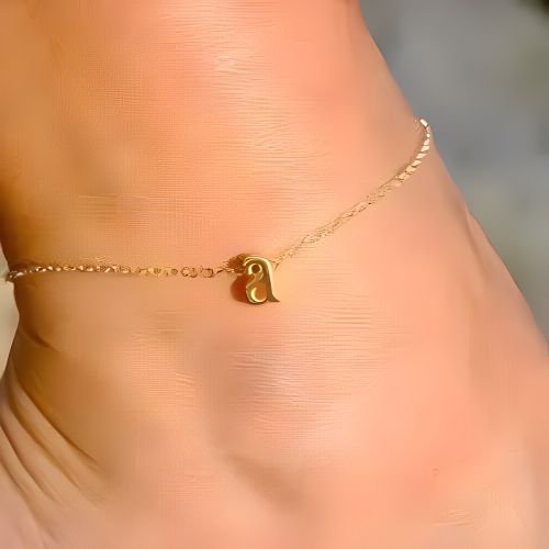 Gold Pendant Anklet Bracelet Costum Initial small letter