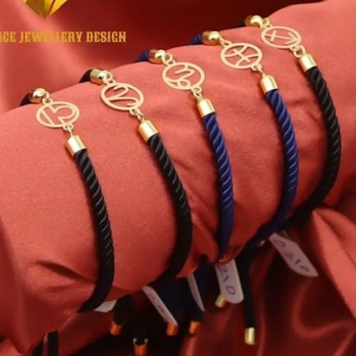 Gold Plated different designs Braclet with colored ropes jewels for Birthday, Valentine's, mother's Day and special ocassions. (2)