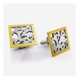 Gold Silver Cufflinks Arabic Font customized name. كبك مطلي ذهب و فضة بالاسم للهدايا المميزة و الخاصة