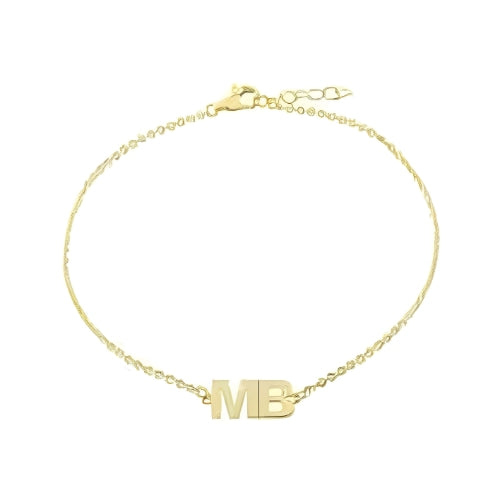 Gold Two Initials  Customized Personalized Name Bangle Bracelet
