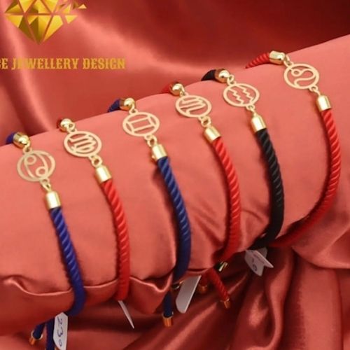 Gold Plated different designs Braclet with colored ropes jewels for Birthday, Valentine's, mother's Day and special ocassions. (2)