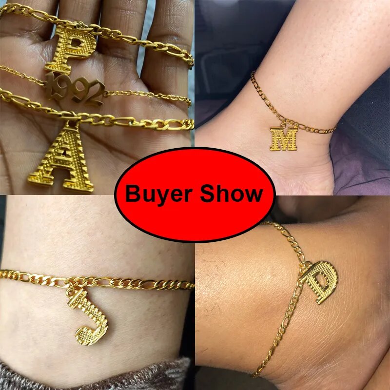 Initial Anklets For Women Stainless Steel Alphabet Anklet Bracelet On The Leg Letter Gold Color 2022 Boho Foot Jewelry Femme BFF