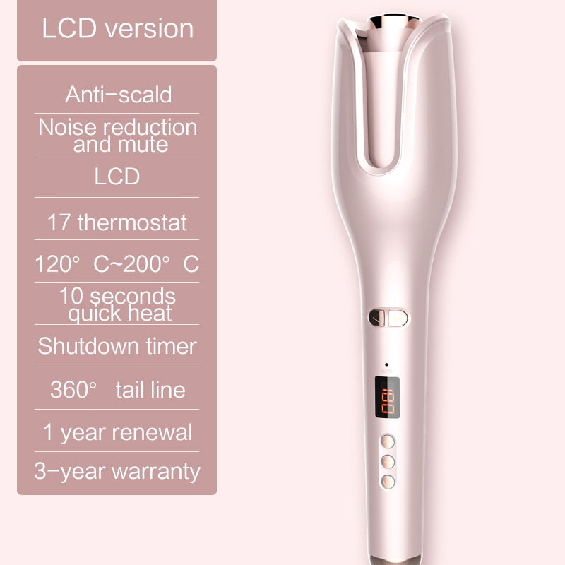 Portable Curling Iron Automatic Hair Curler Electric Ceramic Heating LCD Display Rotate Wave Styler Curling Iron Machine