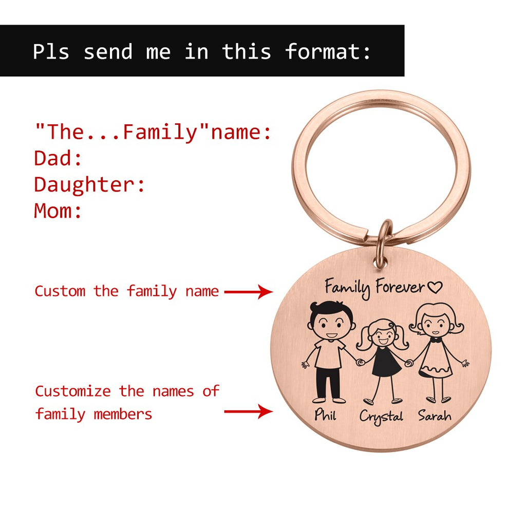 Personalized Family Keychain Engraved Family Gifts for Parents Children Present Keyring Bag Charm Families Member Gift Key Chain