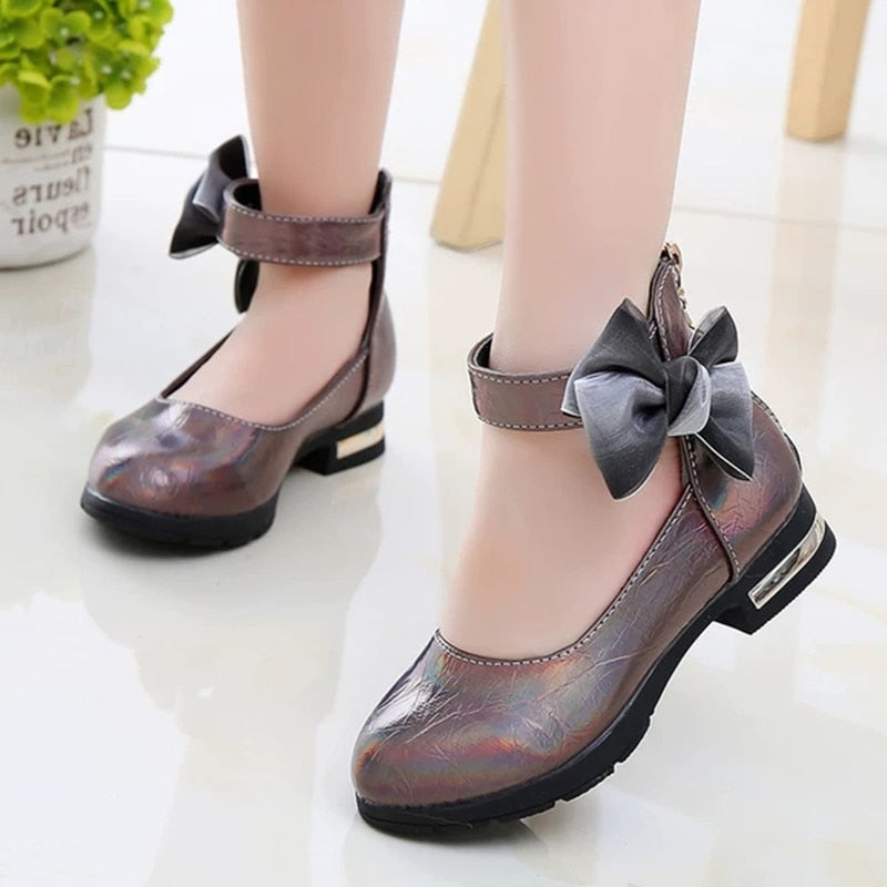 Pink Childrens Girls Leather Shoes Kids High Heeled Girls Princess Shoes For Party Wedding Big Girls Dress Shoes chaussure fille