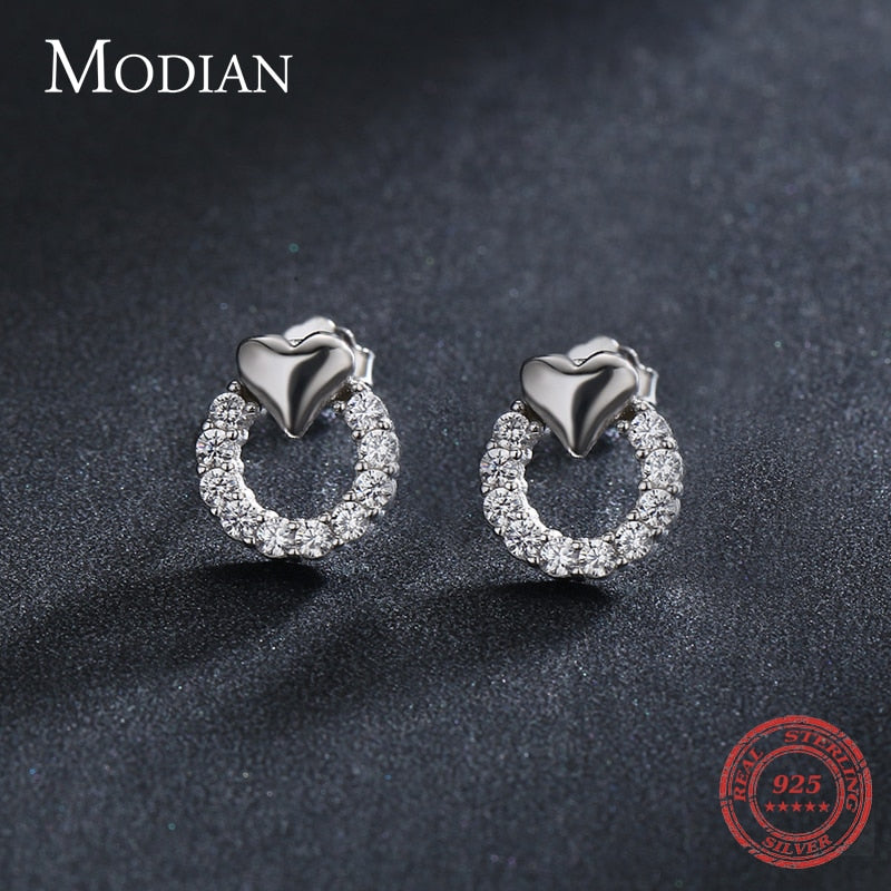 Modian Heart Earrings for Women 925 Sterling Silver Cubic Zirconia Europe  CZ Fashion Jewelry Wedding Statement Fine Jewelry