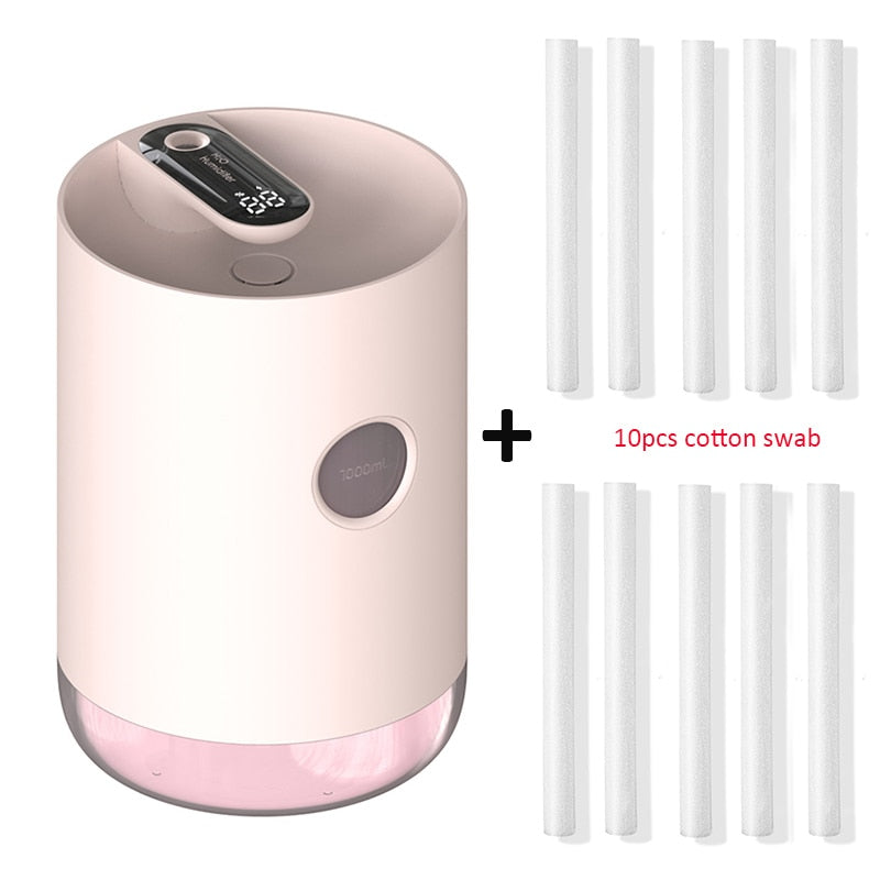 1L Air Humidifier USB Ultrasonic Cool Mist Maker Aroma Difusor 3000mAh Battery Aromatherapy Humidificador Essential Oil Diffuser