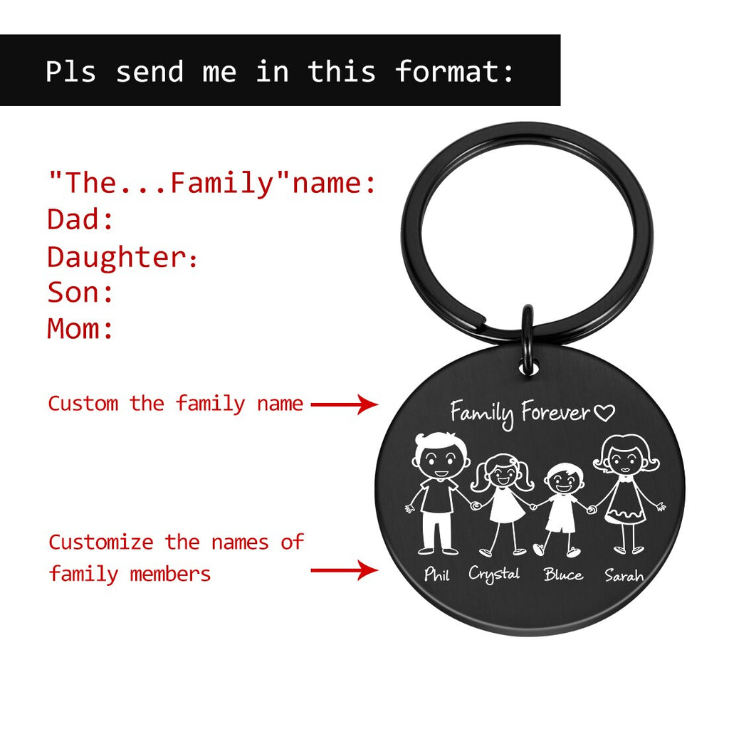 Personalized Family Keychain Engraved Family Gifts for Parents Children Present Keyring Bag Charm Families Member Gift Key Chain