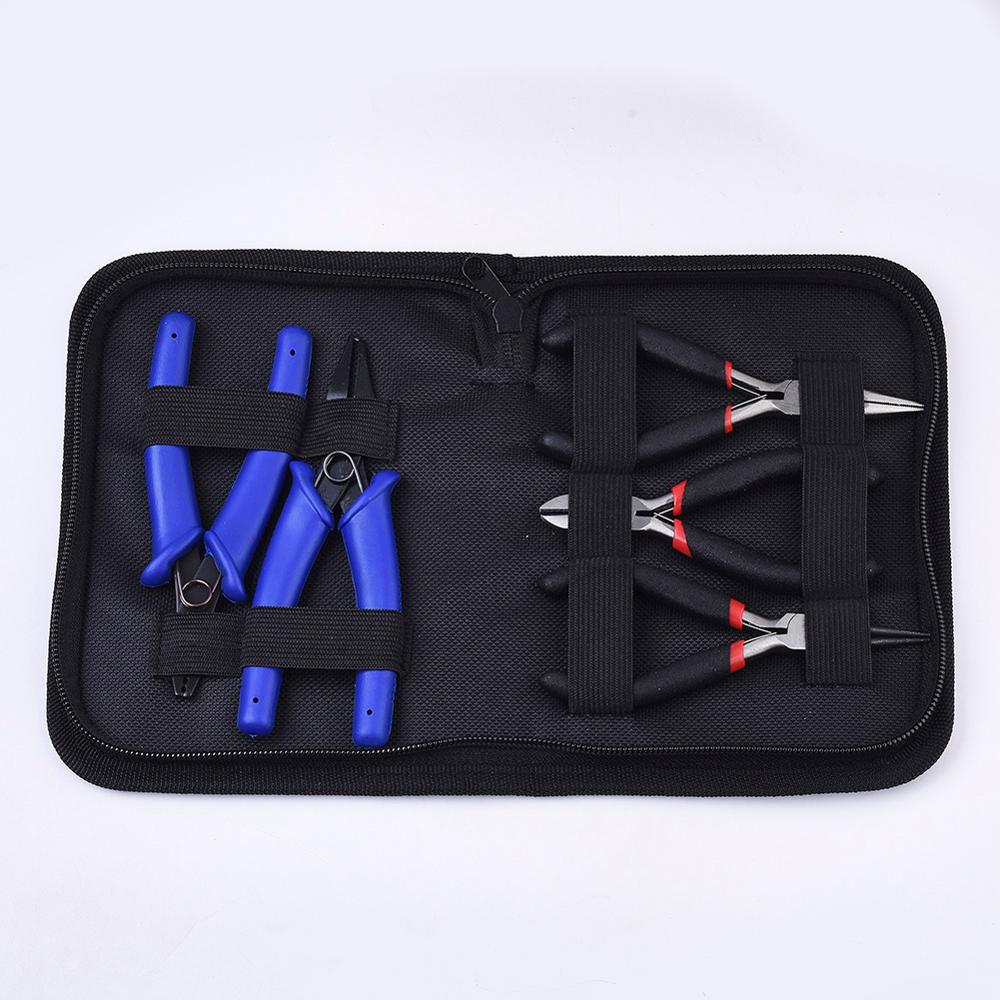 1Set Jewelry Making Tool Wire Cutter/Round Nose Pliers Side Cutting Pliers Scissor Vernier Tape Measure Beading Tweezers Awls