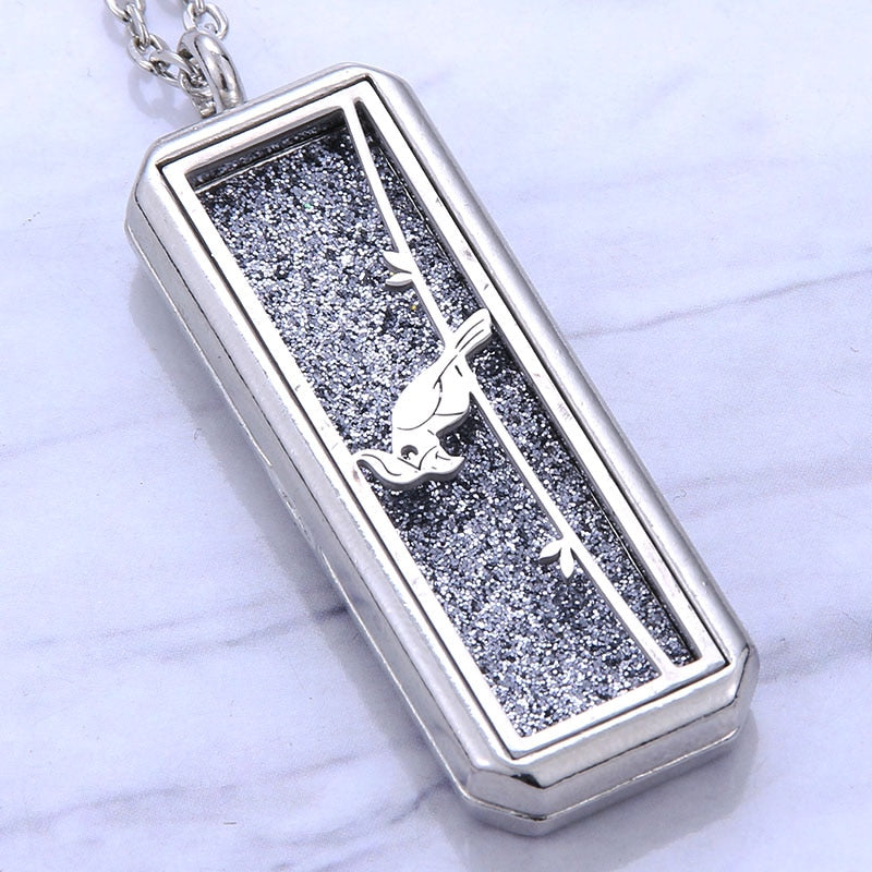 Square Aroma locket Necklace Magnetic Stainless Steel Aromatherapy Essential Oil Diffuser Perfume Locket Pendant Jewelry