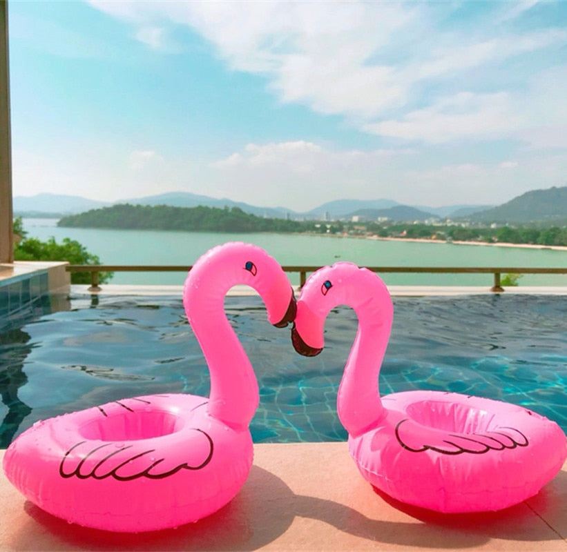 Tropical Flamingo Party Decoration Float Inflatable Drink Cup Holder Garden Pool Hawaii Party Hawaiian Toy Event Party Supplies