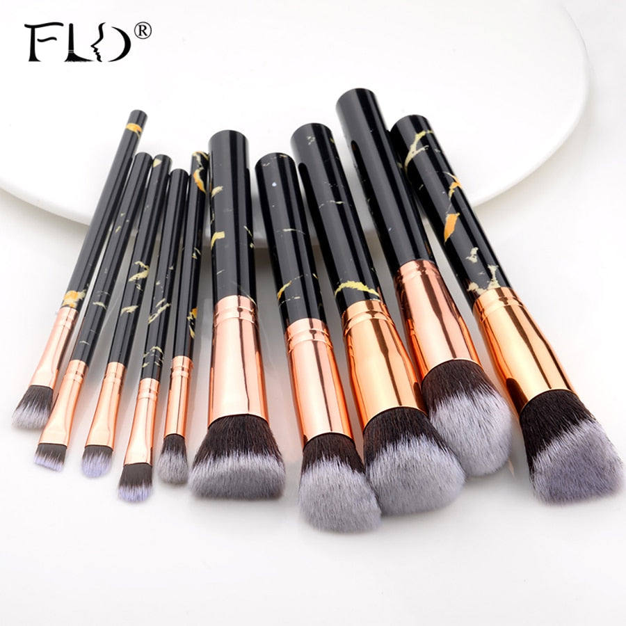 FLD Professional Makeup Brush Set Tools Powder Foundation Eyeshadow Lip Eyeliner Blush Marble Face Makeup Brushes