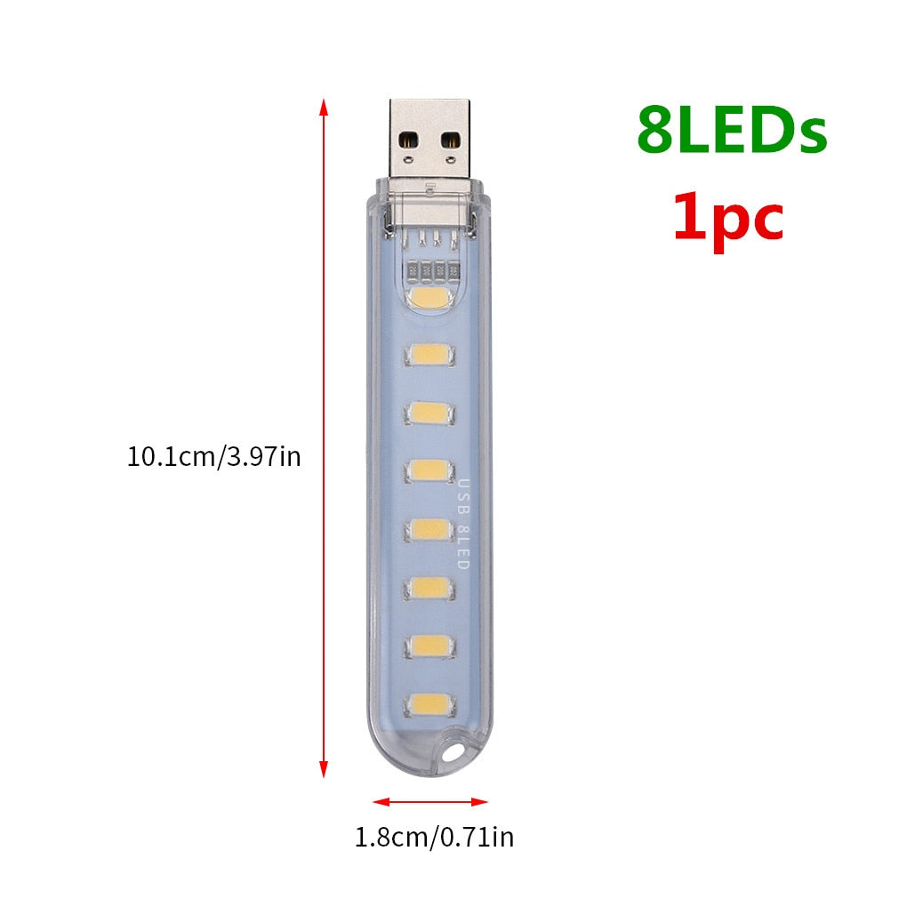 Mini Portable USB LED Book Light DC5V Ultra Bright Reading Book Lamp 3leds 8leds Lights For Power Bank PC Laptop Notebook