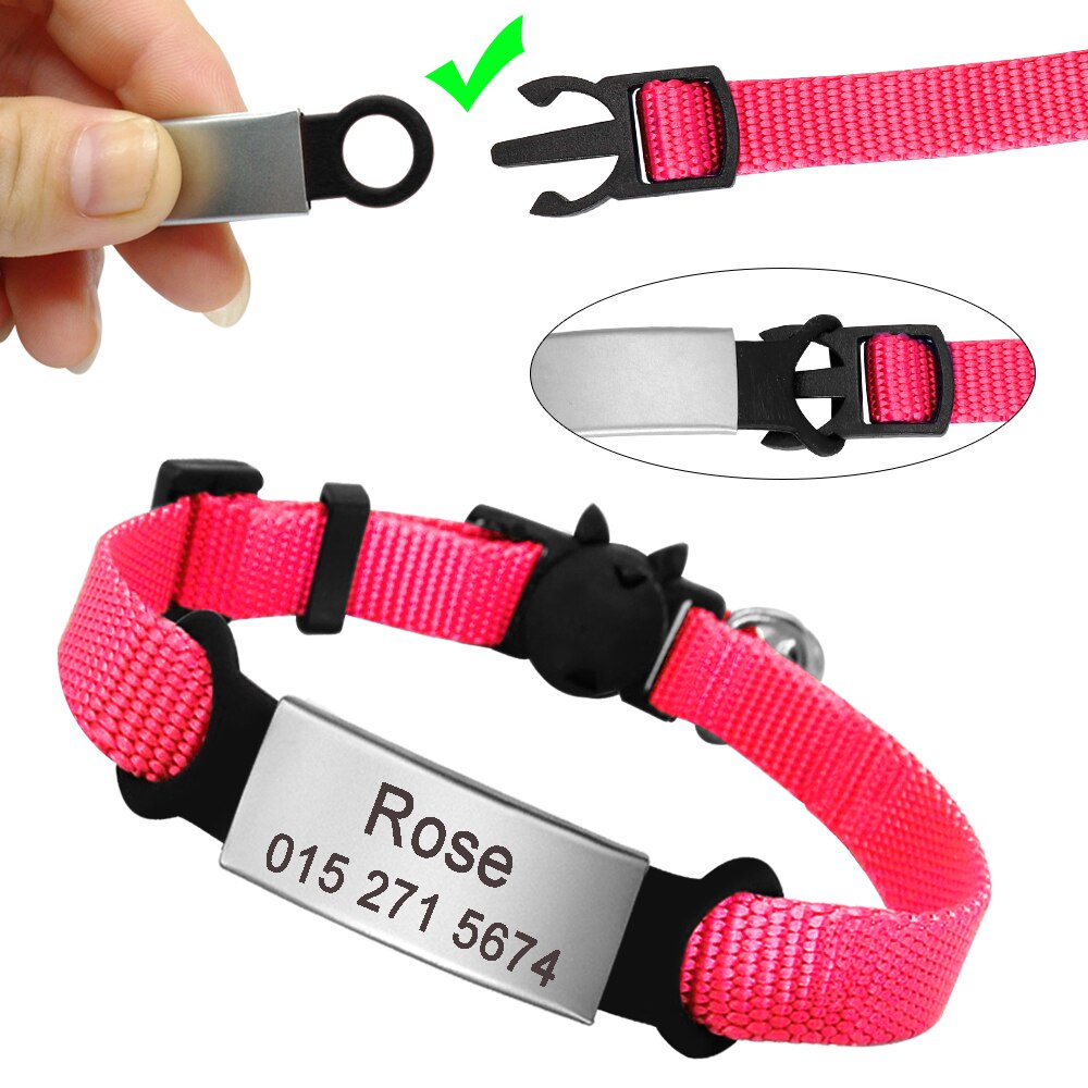 Customized Cat Collar Nylon Cats Collars With Personalized ID Tags Adjustable Collars Necklace For Small Dogs Pet Accessories